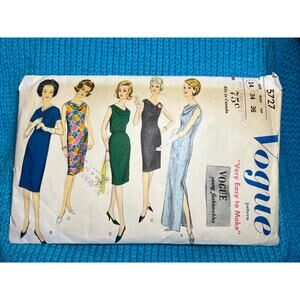 Vogue Pattern 5727 dress bodycon cowl neck 1960s sz 14 bust 34
